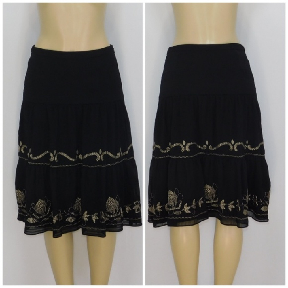 ANN TAYLOR LOFT, 3 Tiered, Crinkled Skirt, 34" - Picture 2 of 8